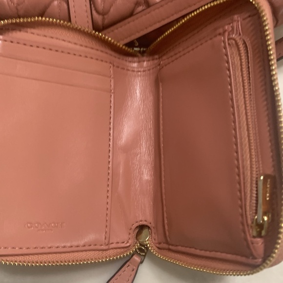 Rose/Pink colored Coach handbag and matching wallet with gold hardware. - Picture 11 of 12